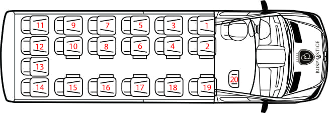 Bus prestige seat configuration 19+1+1